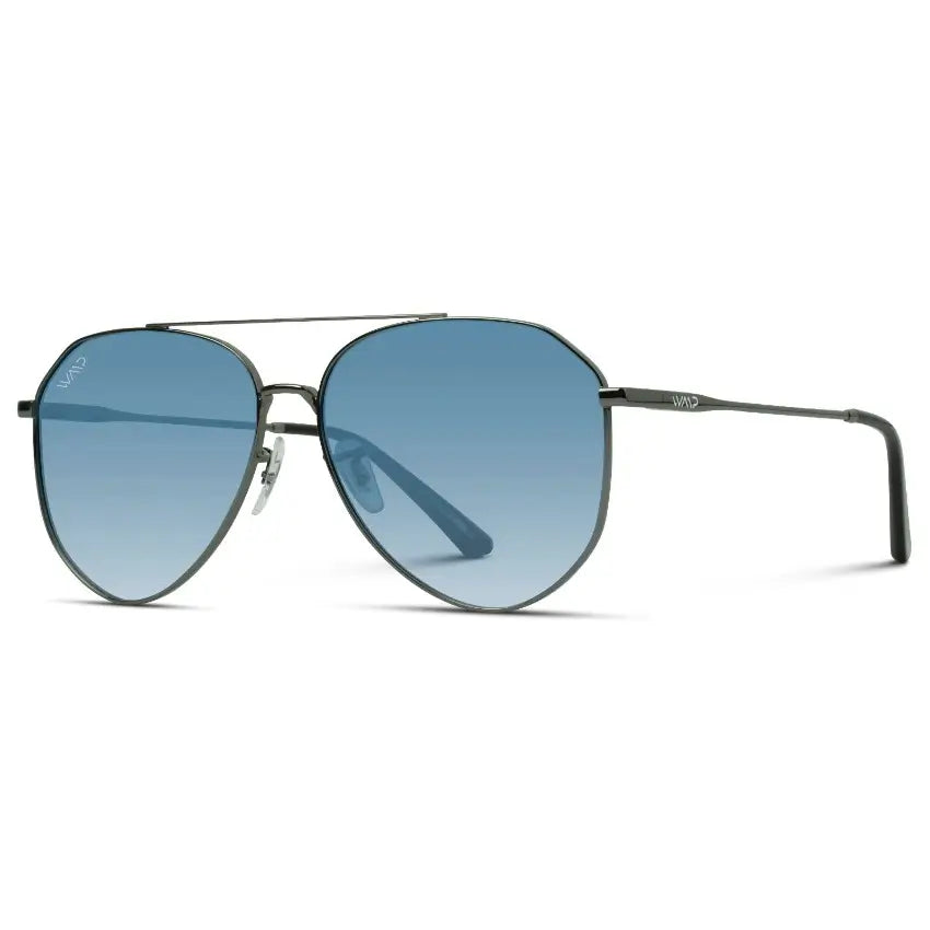 Gunmetal Frame / Blue Gradient Lens || Modern Polarized Aviator Sunglasses Blue Gradient Lens Gunmetal Frame and Comfortable Screw-less Nose Pads