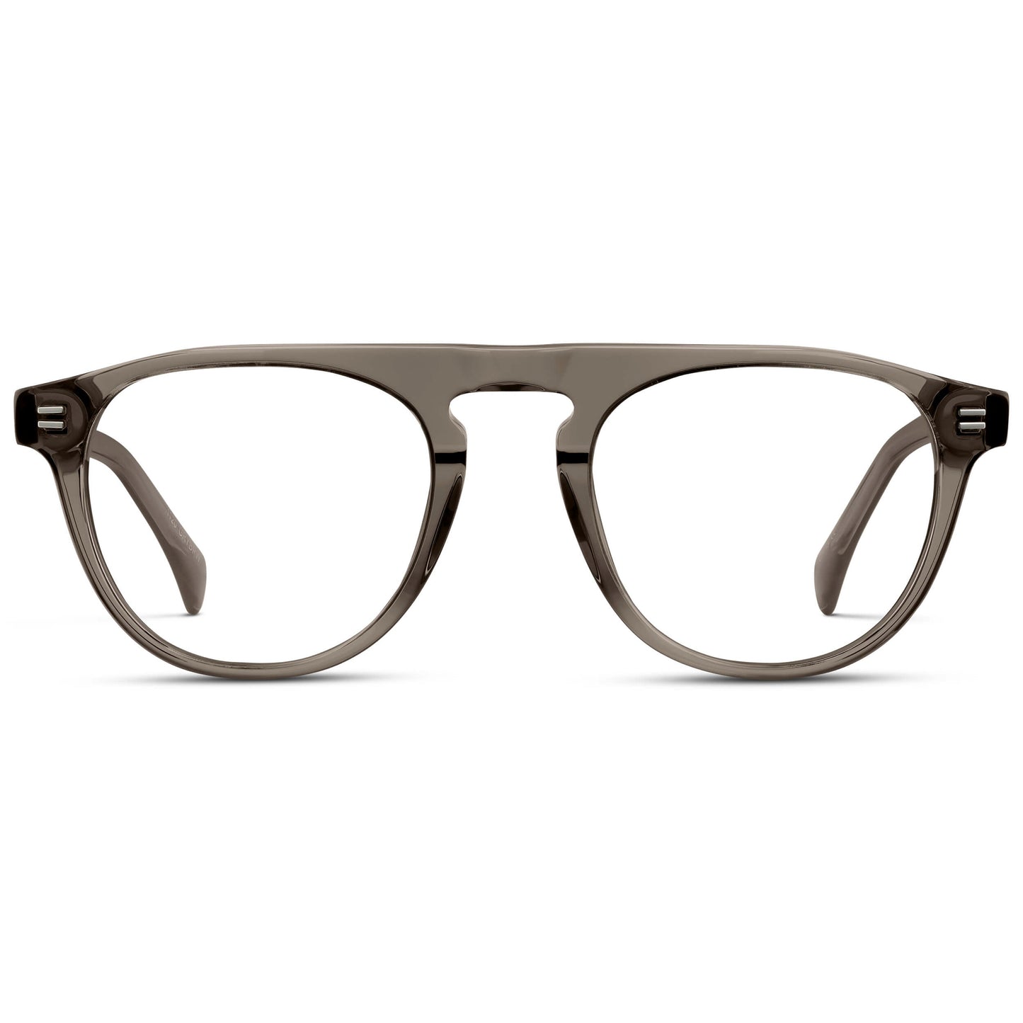 Crystal Gunmetal || Men's Rounded Aviator-Inspired Prescription Eyeglasses with Crystal Gunmetal Acetate Frame and Clear Prescription Lens