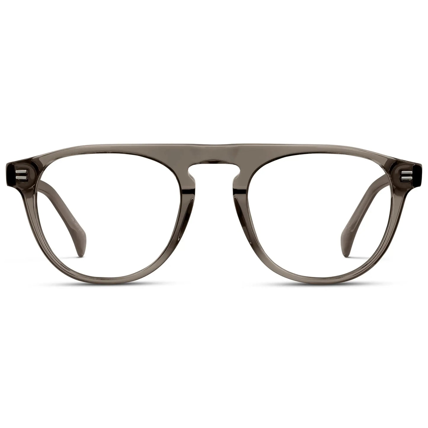 Crystal Gunmetal || Men's Rounded Aviator-Inspired Prescription Eyeglasses with Crystal Gunmetal Acetate Frame and Clear Lens on a white background