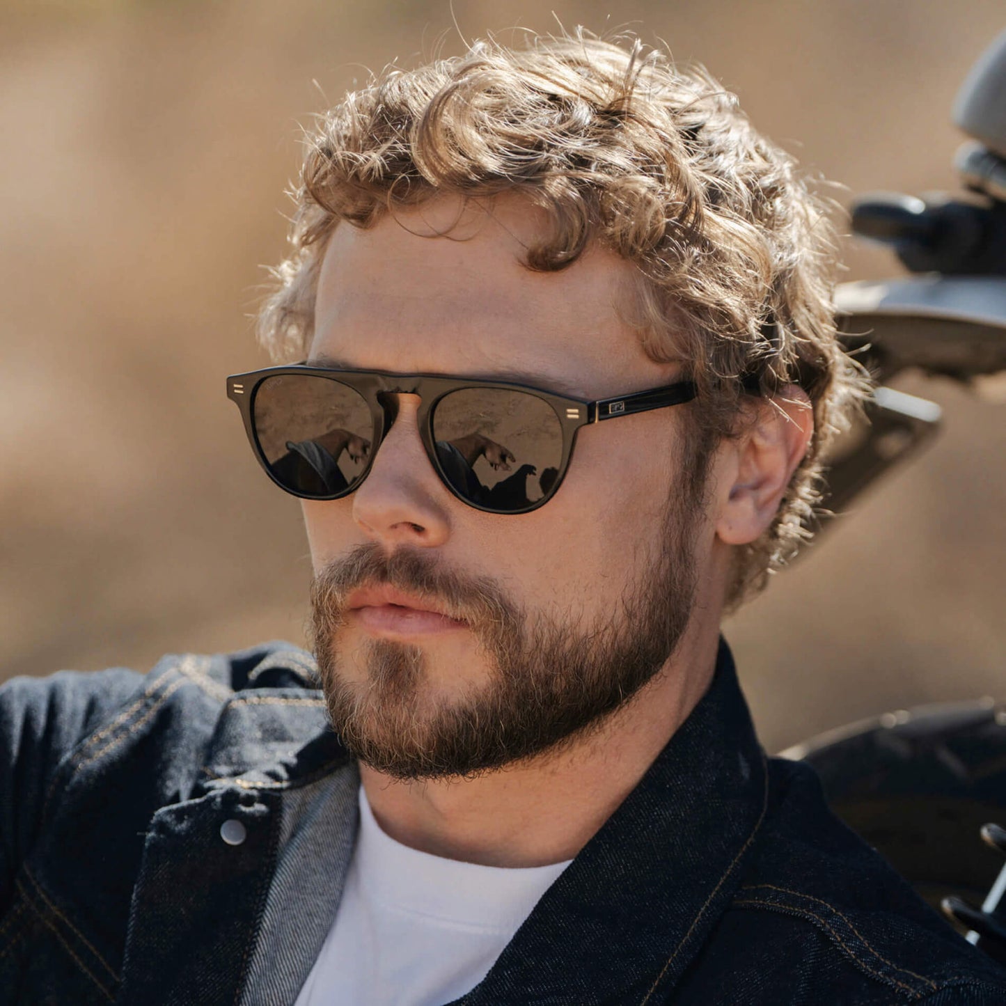 Black / Triple Black Lens || Men's Rounded Aviator-Inspired Sunglasses with Black Acetate Frame and Triple Black Polarized Lens