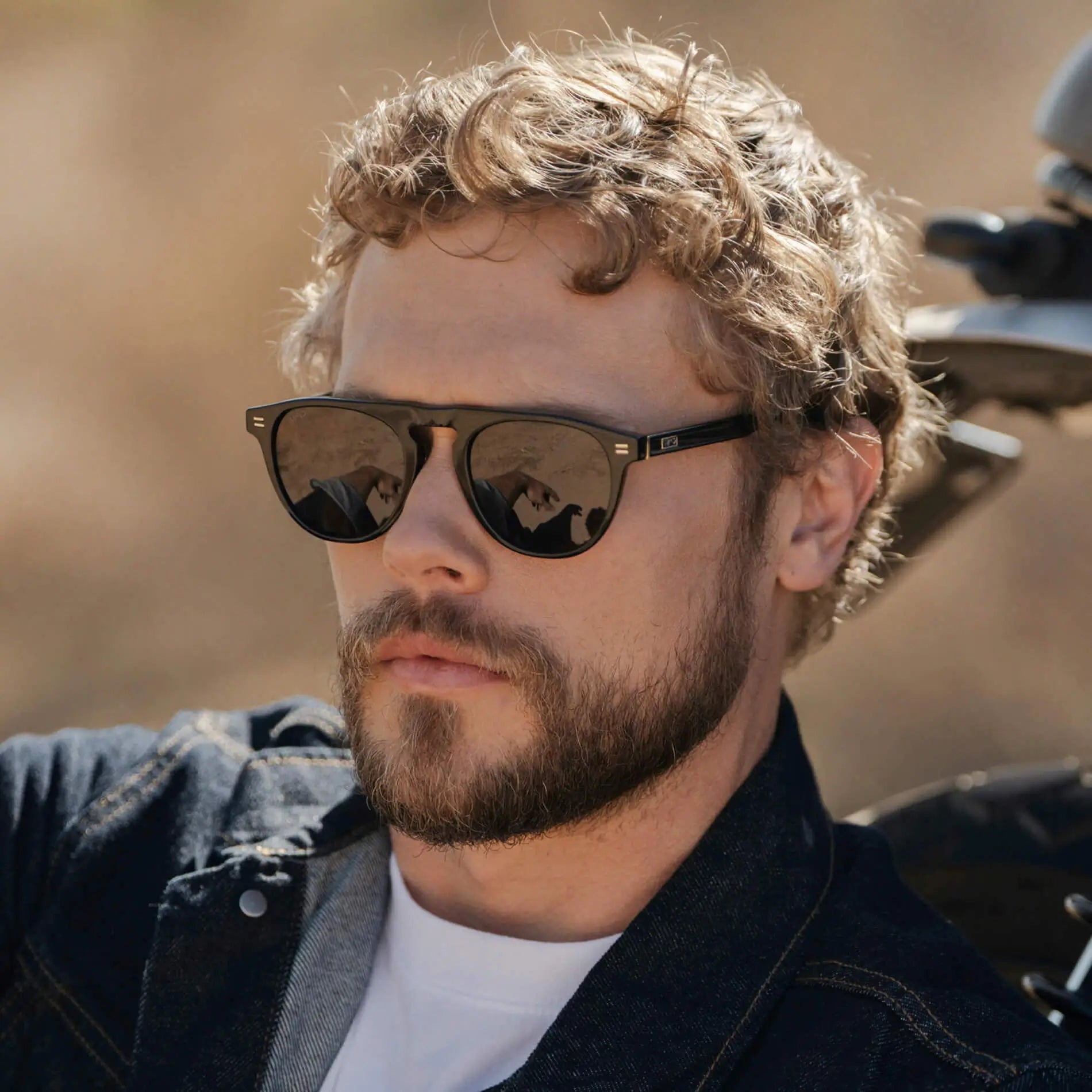 Black / Triple Black Lens || Men's Rounded Aviator-Inspired Sunglasses with Black Acetate Frame and Triple Black Polarized Lens