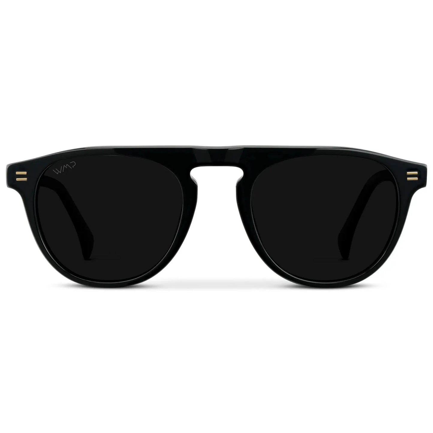 Black / Triple Black Lens || Men's Rounded Aviator-Inspired Sunglasses with Black Acetate Frame and Triple Black Polarized Lens