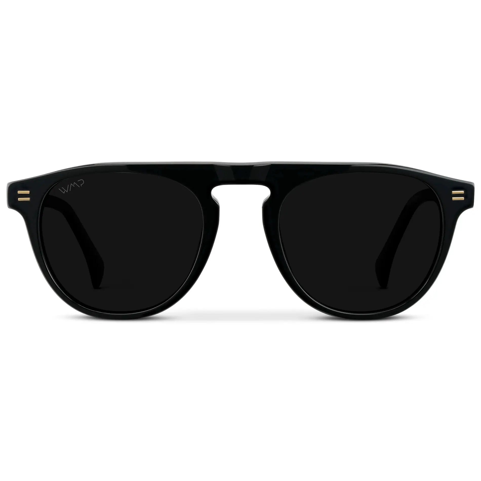 Black / Triple Black Lens || Men's Rounded Aviator-Inspired Sunglasses with Black Acetate Frame and Triple Black Polarized Lens
