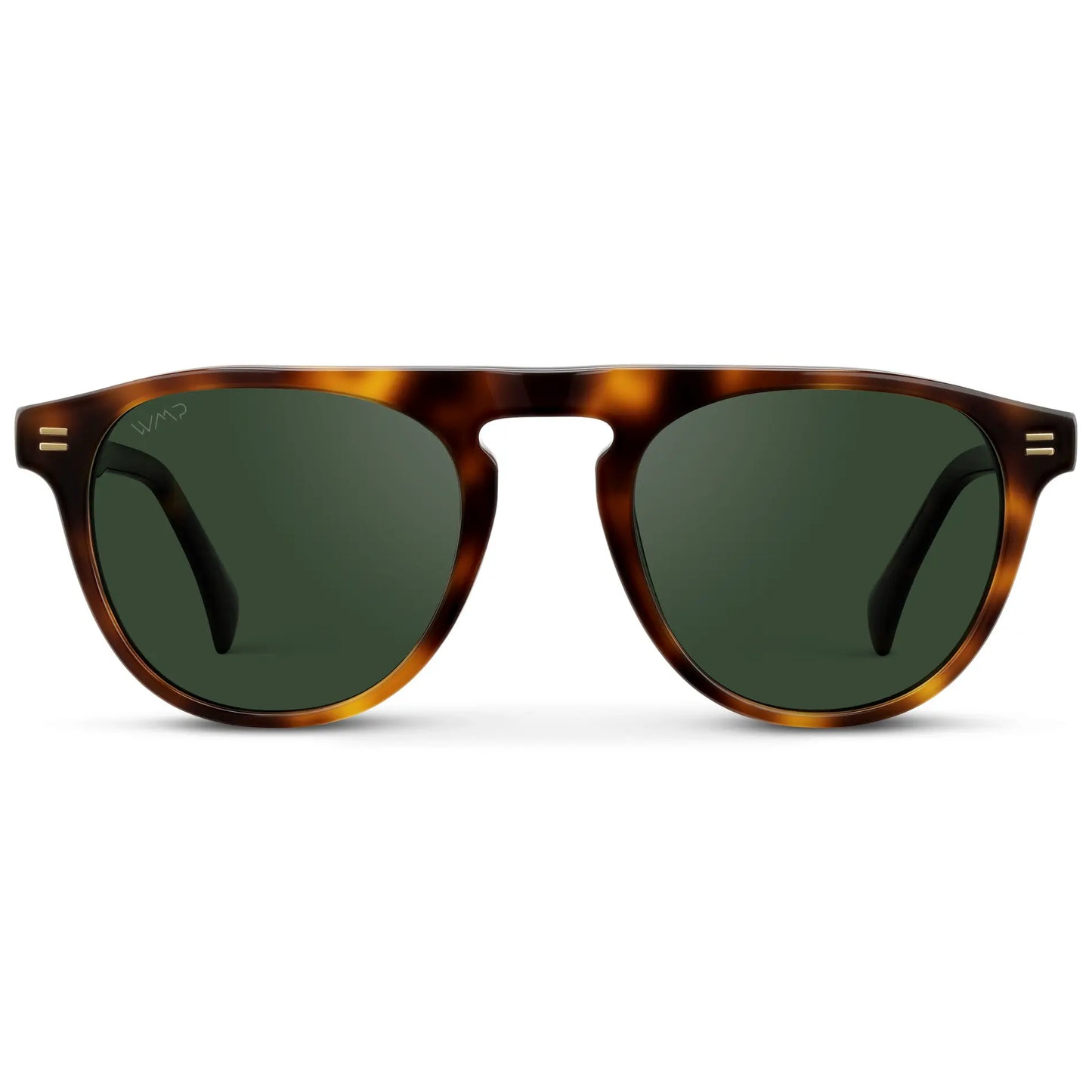 Havana Tortoise / Smoke Green Lens || Men's Rounded Aviator-Inspired Sunglasses with Havana Tortoise Acetate Frame and Smoke Green Polarized Lens