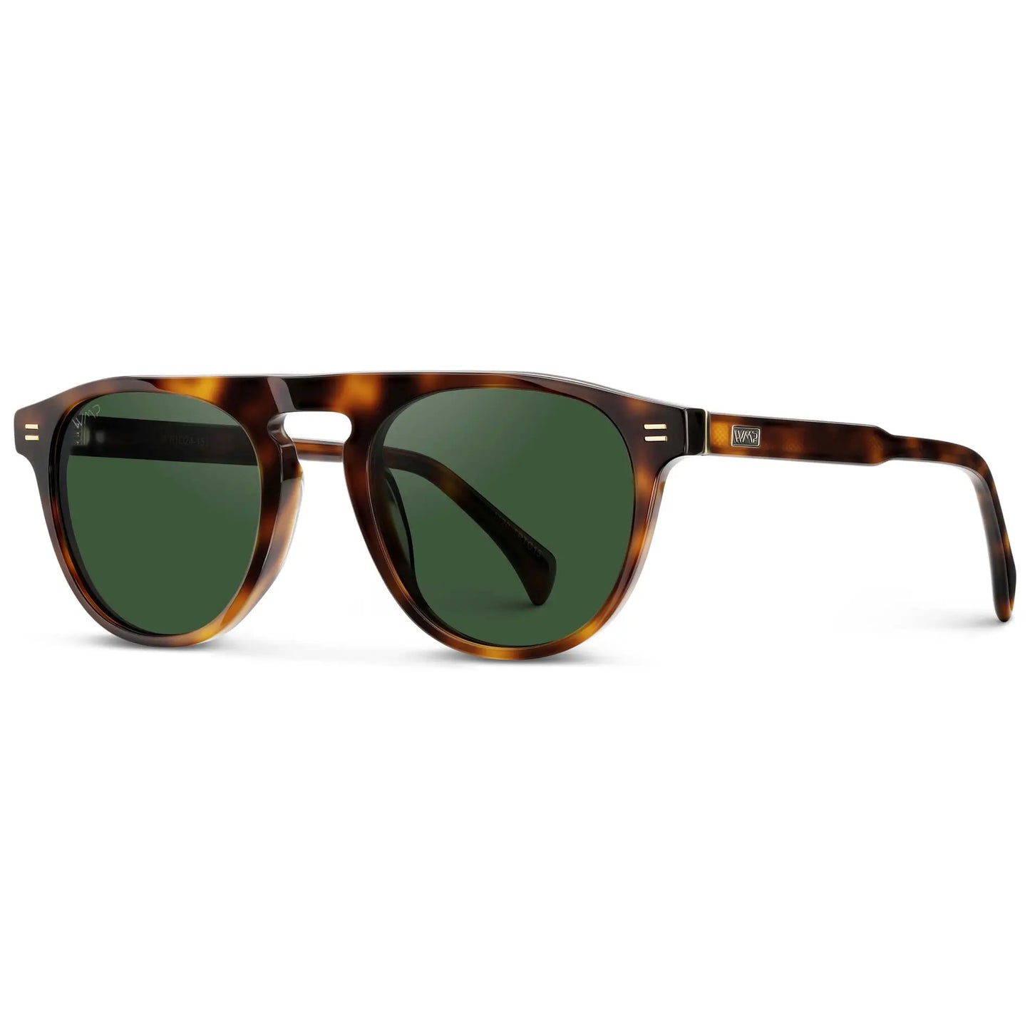 Havana Tortoise / Smoke Green Lens || Men's Rounded Aviator-Inspired Sunglasses with Havana Tortoise Acetate Frame and Smoke Green Polarized Lens