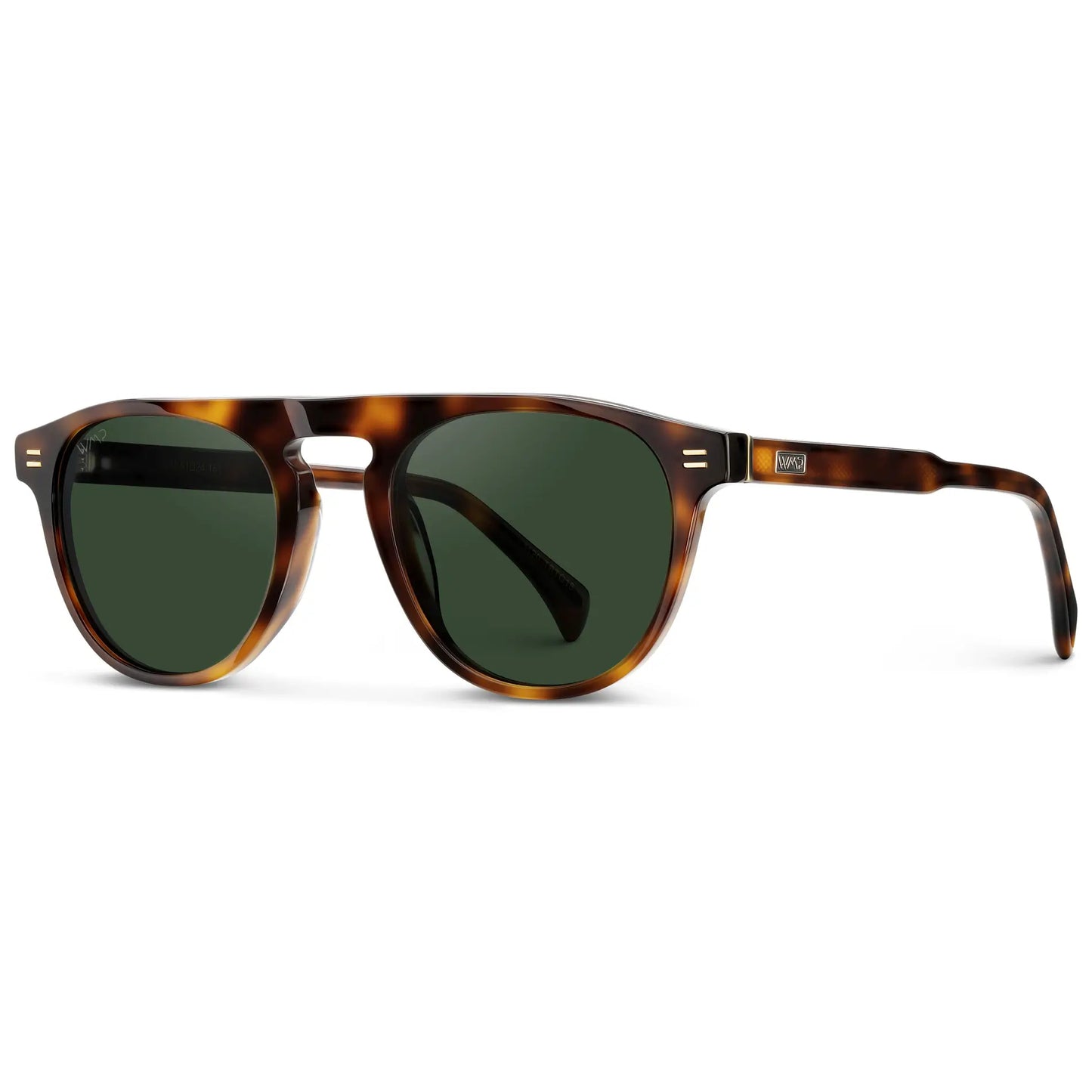 Havana Tortoise / Smoke Green Lens || Men's Rounded Aviator-Inspired Sunglasses with Havana Tortoise Acetate Frame and Smoke Green Polarized Lens