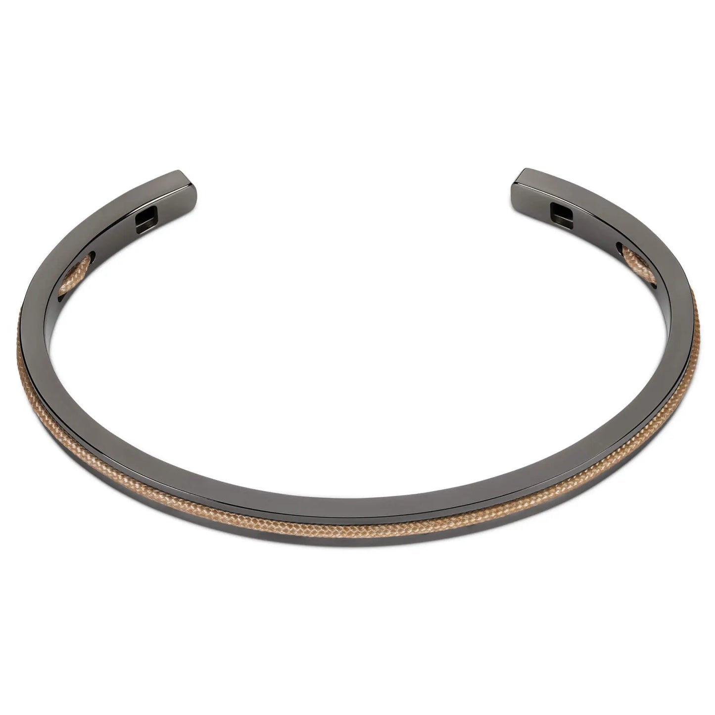 Sand / Gunmetal || Gunmetal and Beige Adjustable Bracelet Set for Men on a white background
