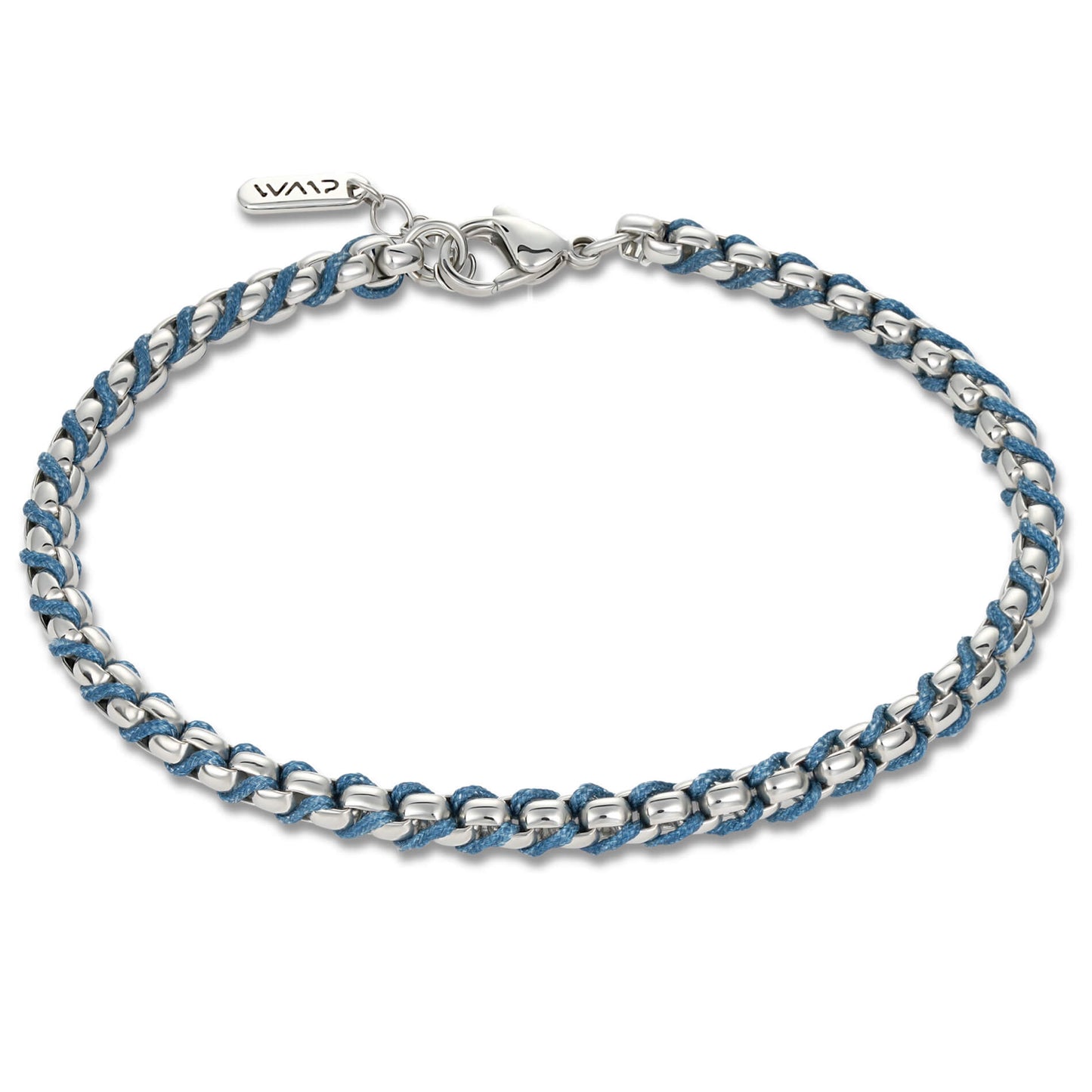 Silver / Navy Rope || Minimal Silver Chain Bracelet with Blue Woven Rope.