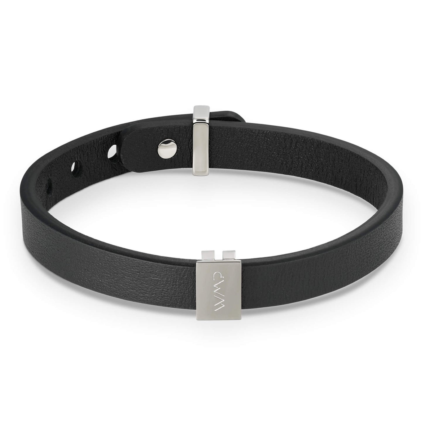 Gun Metal / Black Leather || Black Leather Cuff Bracelet with Gunmetal Metal Accents.