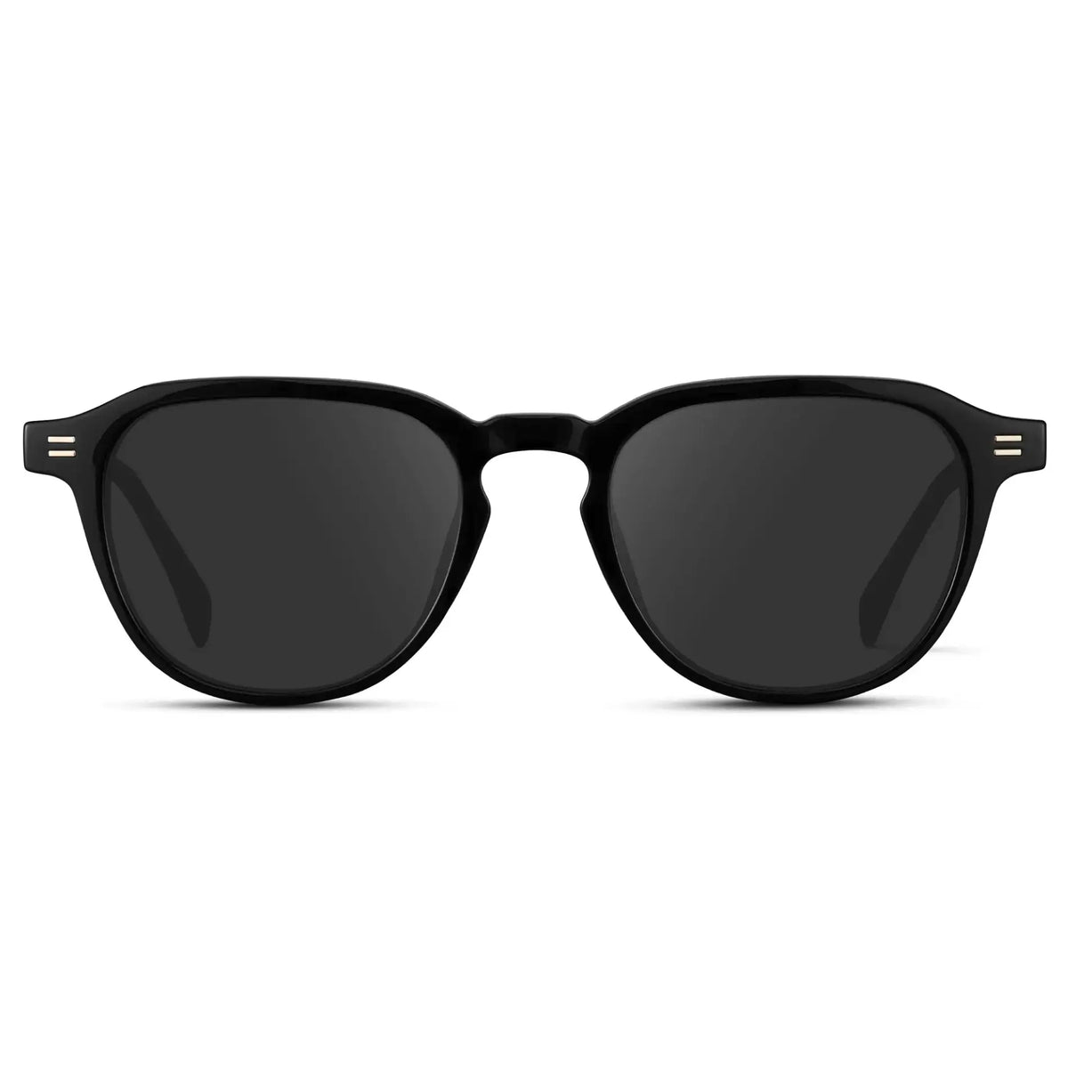 Black / Grey || Men's Round Prescription Sunglasses with Black Frame and Grey Lenses on a white background