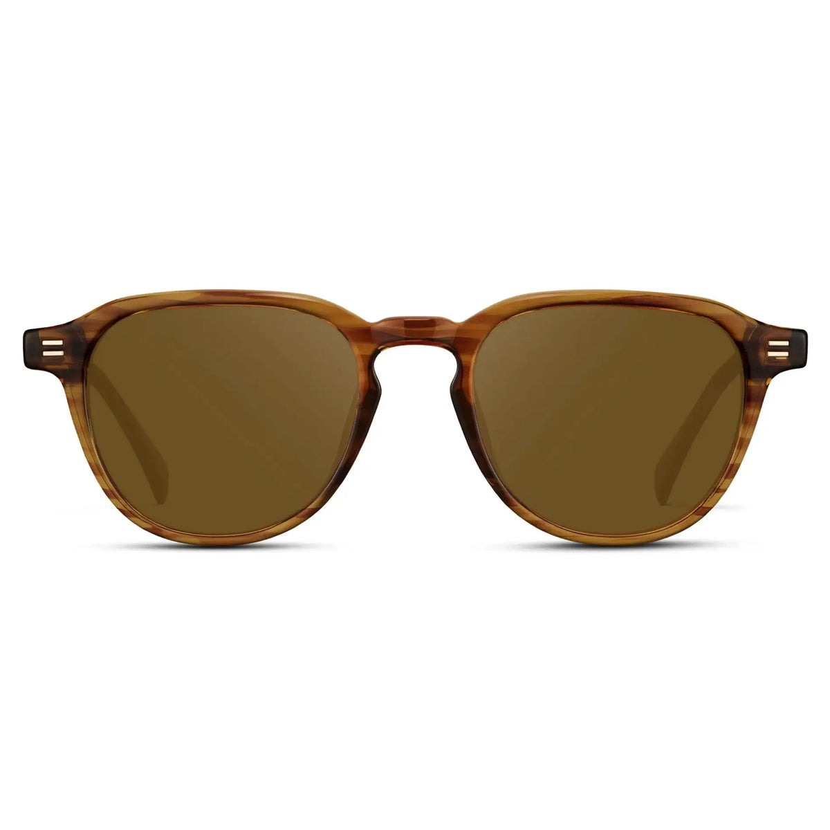 Golden Brown Grain / Amber || Men's Round Prescription Sunglasses with Golden Brown Grain Frame and Amber Lenses on a white background