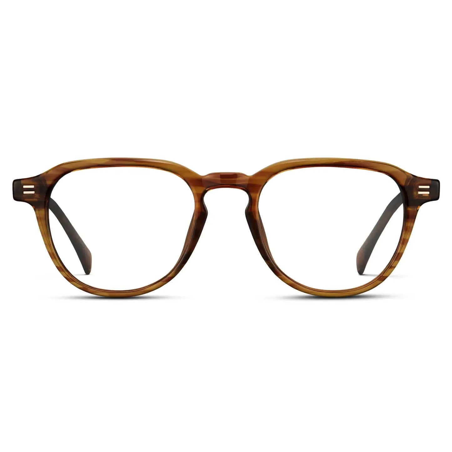 Golden Brown Grain || Men's Round Prescription Glasses with Golden Brown Grain Frame and Clear Lenses on a white background