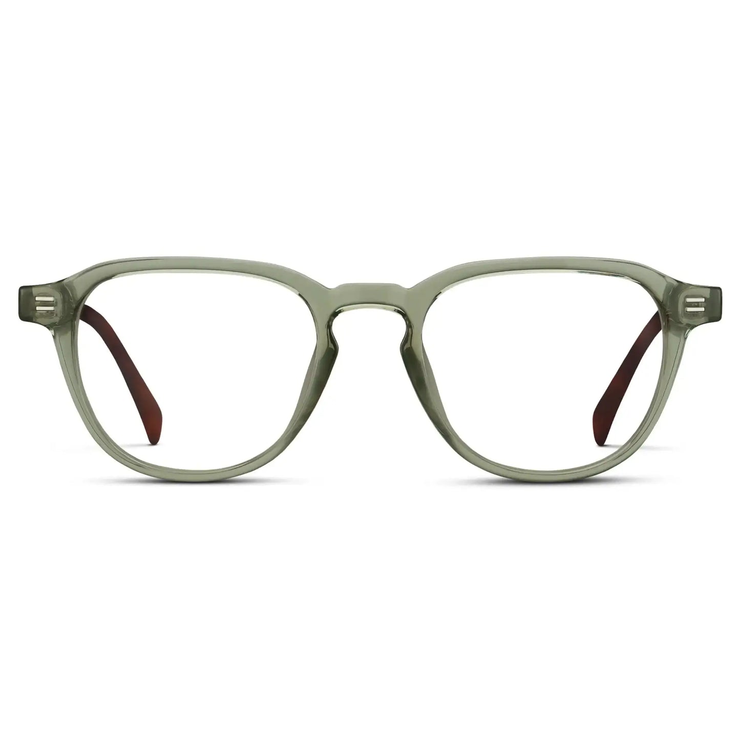 Palm Green || Men's Round Prescription Glasses with Palm Green Frame and Clear Lenses on a white background