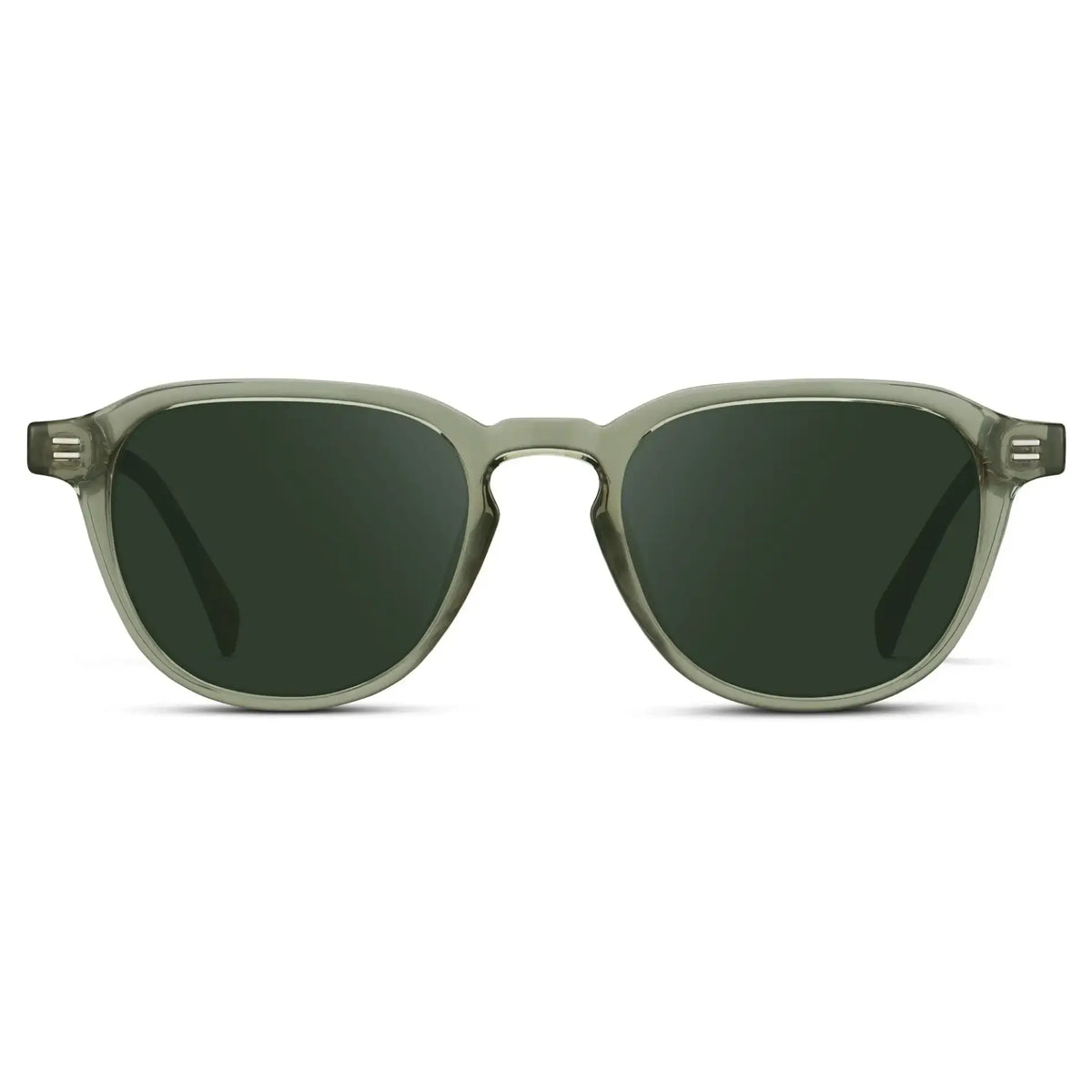 Palm Green / G15 || Men's Round Prescription Sunglasses with Palm Green Frame and Green Lenses on a white background