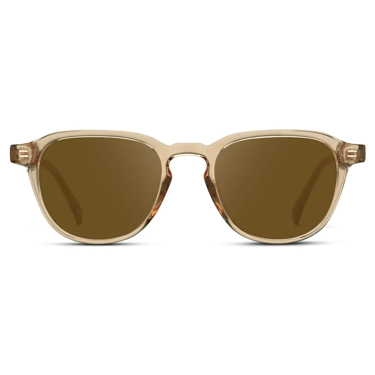 Sand Brown / Amber || Men's Round Prescription Sunglasses with Sand Brown Frame and Amber Lenses on a white background