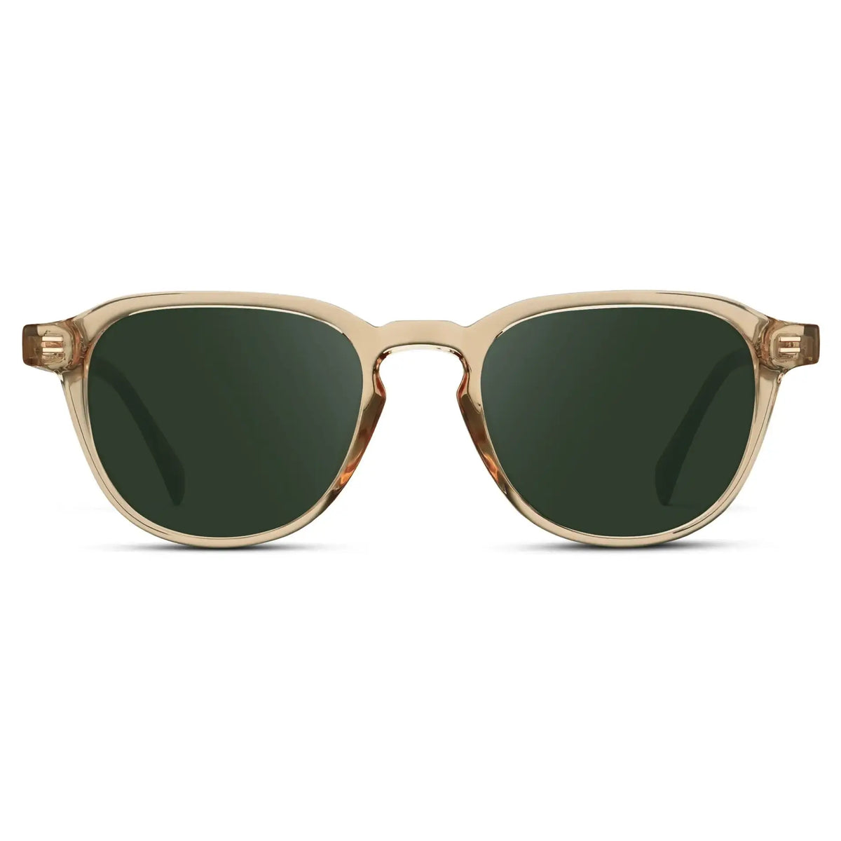 Sand Brown / G15 || Men's Round Prescription Sunglasses with Sand Brown Frame and Green Lenses on a white background