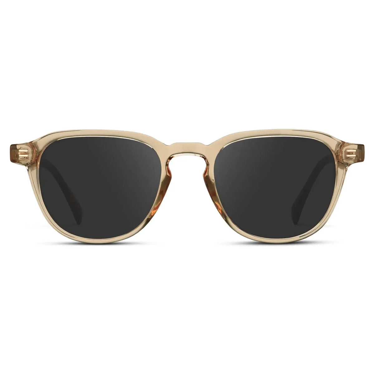Sand Brown / Grey || Men's Round Prescription Sunglasses with Sand Brown Frame and Grey Lenses on a white background