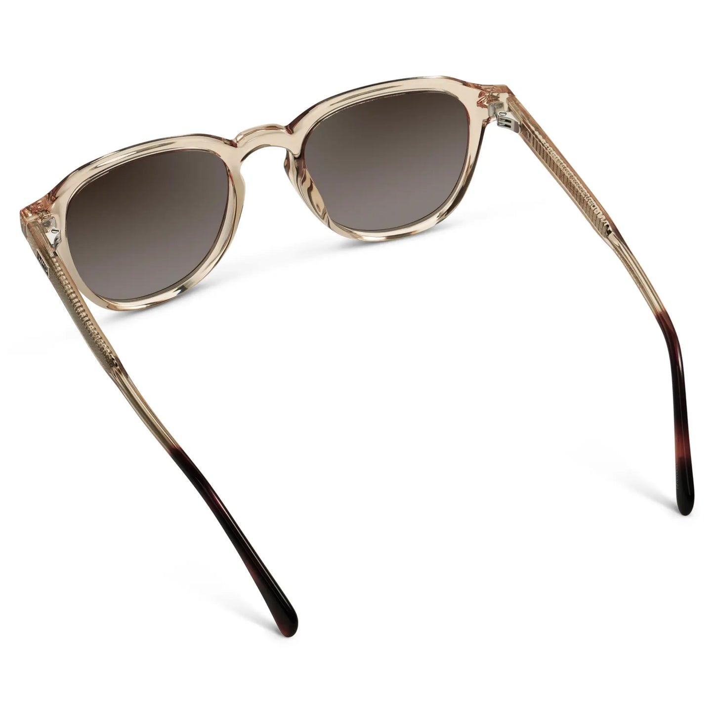 Sand Brown / Brown Gradient Lens || Back view of Men's Round Polarized Sunglasses with Sand Brown Frame and Brown Gradient Lenses on a white background