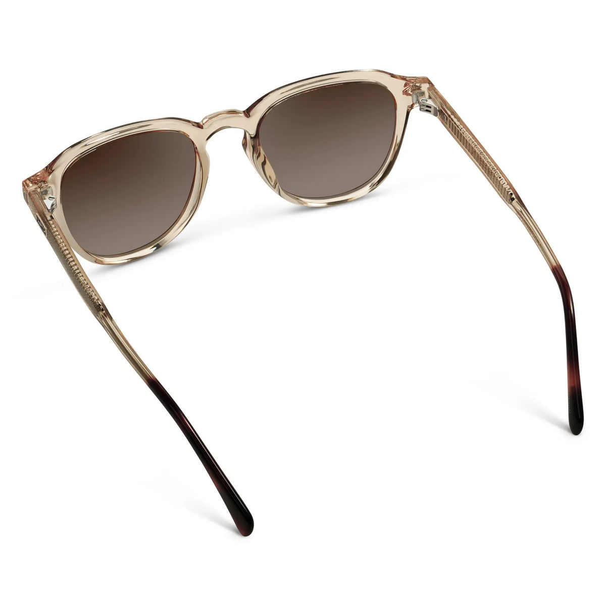 Sand Brown / Brown Gradient Lens || Back view of Men's Round Polarized Sunglasses with Sand Brown Frame and Brown Gradient Lenses on a white background