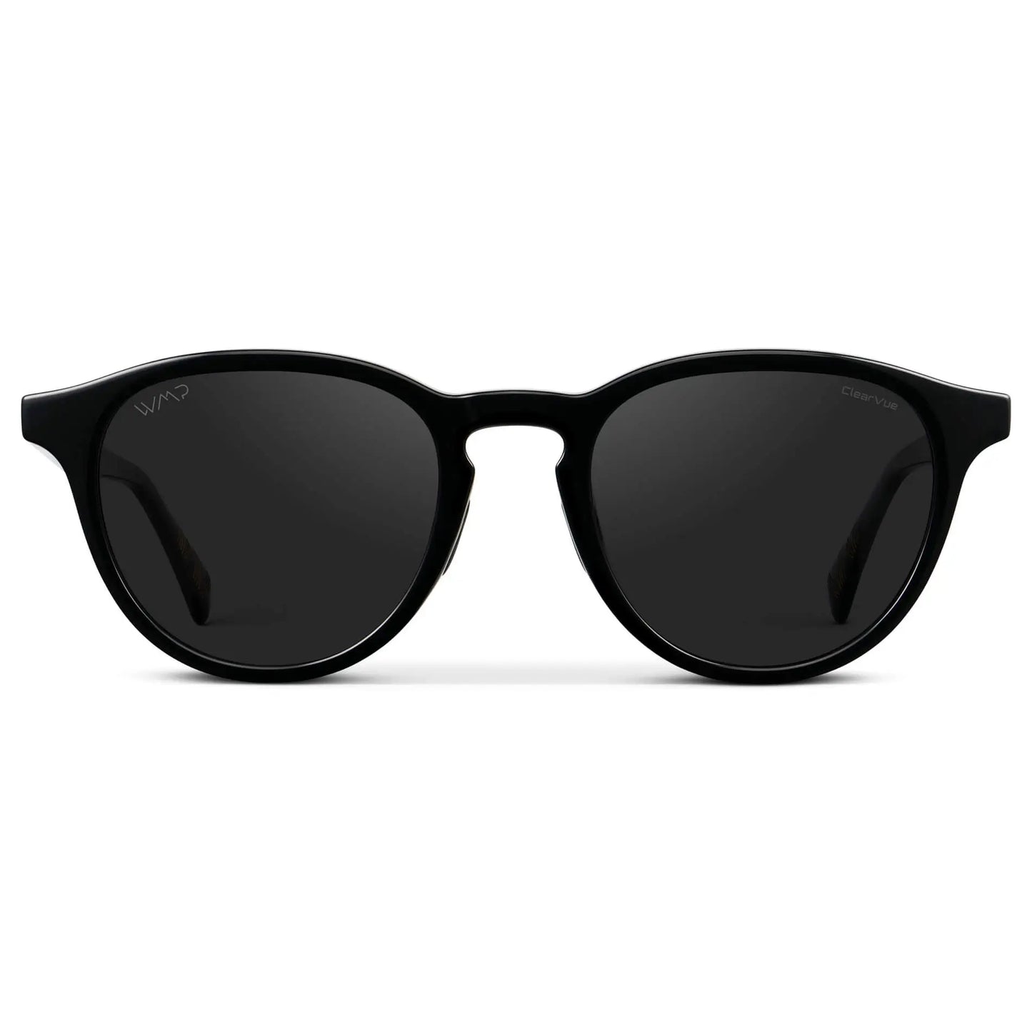 Black / Black Lens || Unisex Round Sports Performance Sunglasses with Black Acetate Frame and Black Polarized Oleophobic Lens