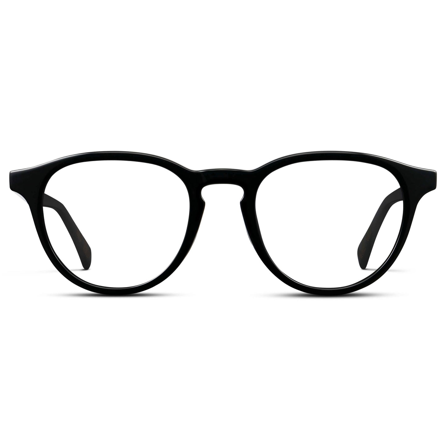 Black || Unisex Round Performance Eyeglasses with Black Acetate Frame and Clear Prescription Lens