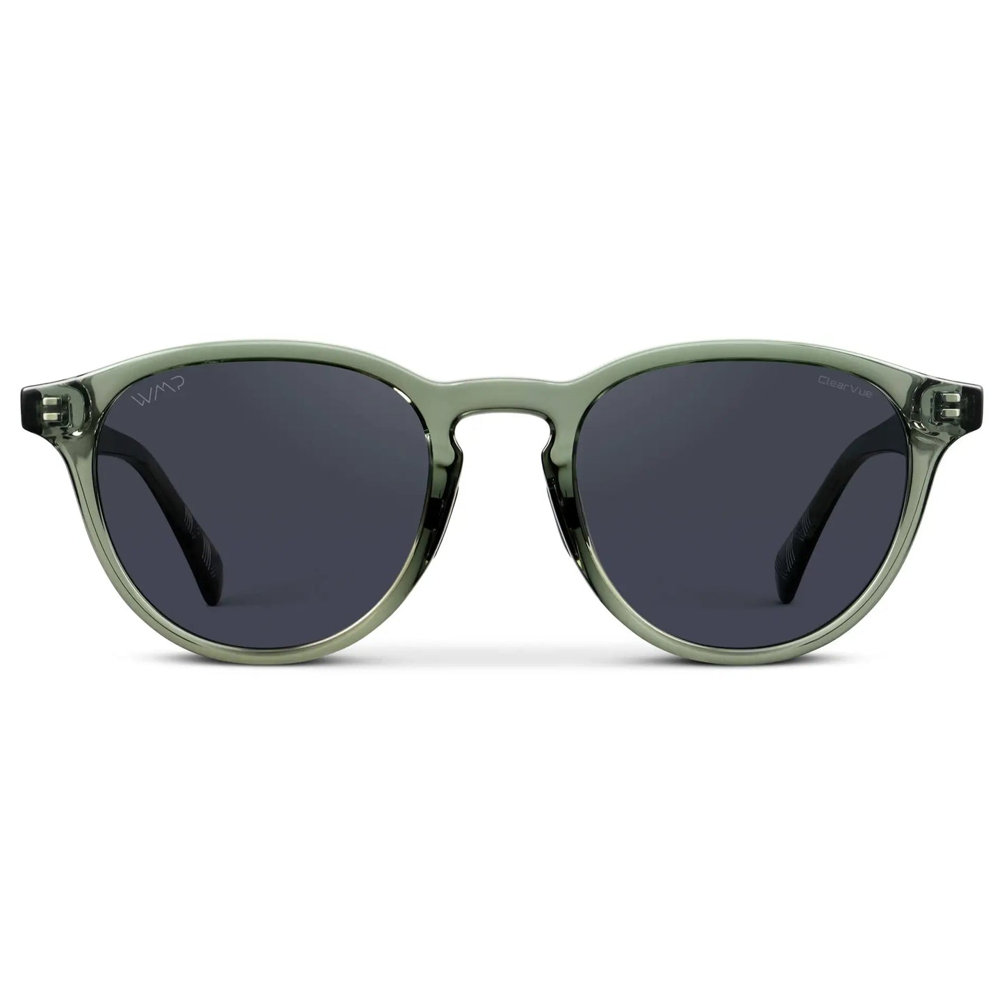 Crystal Agave Green / Smoke Lens || Unisex Round Sports Performance Sunglasses with Crystal Agave Green Acetate Frame and Smoke Grey Polarized Oleophobic Lens