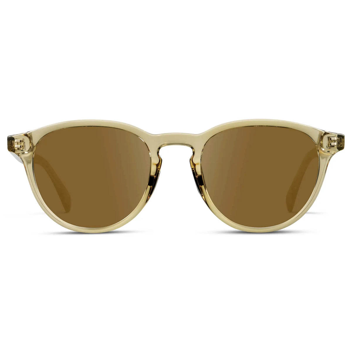 Iris Yellow / Amber || Unisex Round Performance Prescription Sunglasses with Yellow Acetate Frame and Amber Lens on a white background