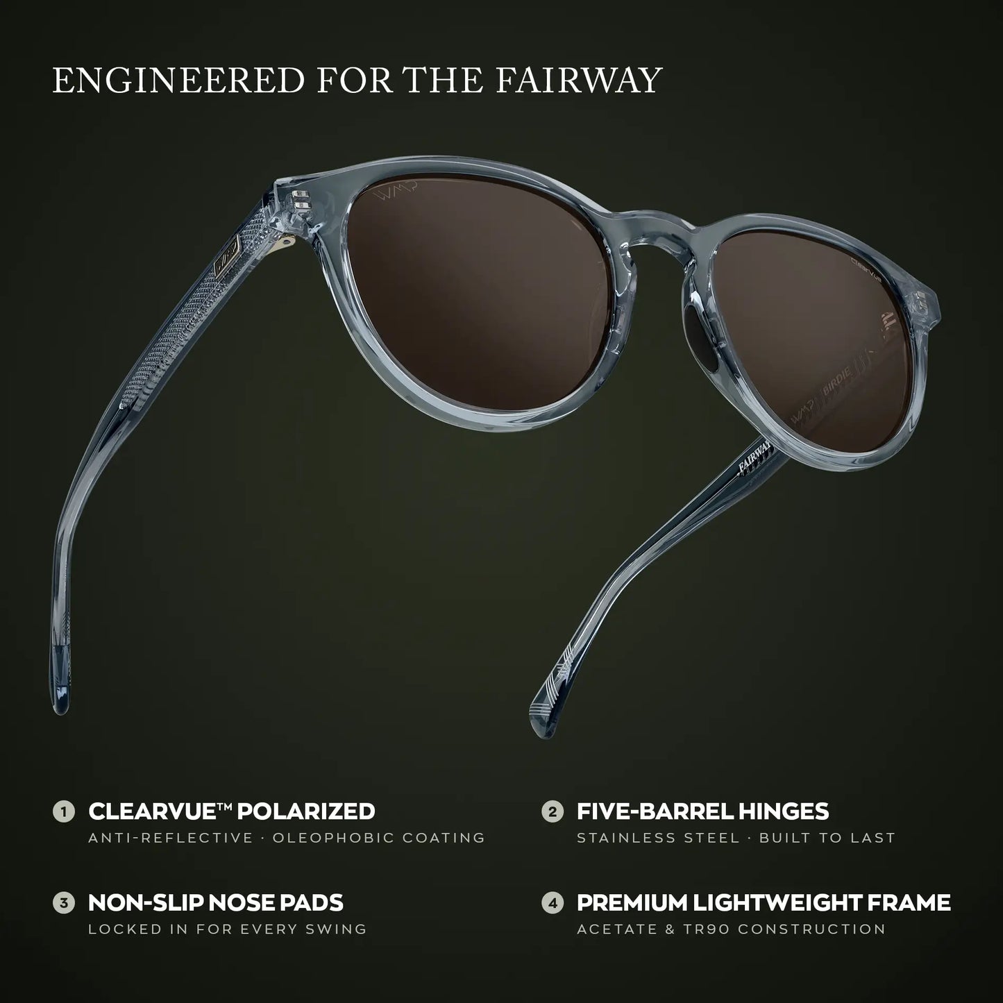Denim Blue / Brown Lens || Graphic of Round Sports Performance Sunglasses with Polarized Oleophobic Lens