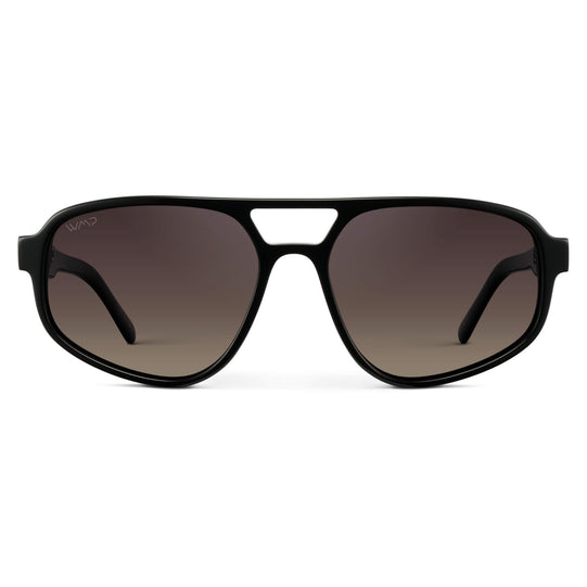 Black / Taupe Brown Gradient Lens || Gloss Black Acetate Frame with Taupe Brown Gradient Polarized Lens