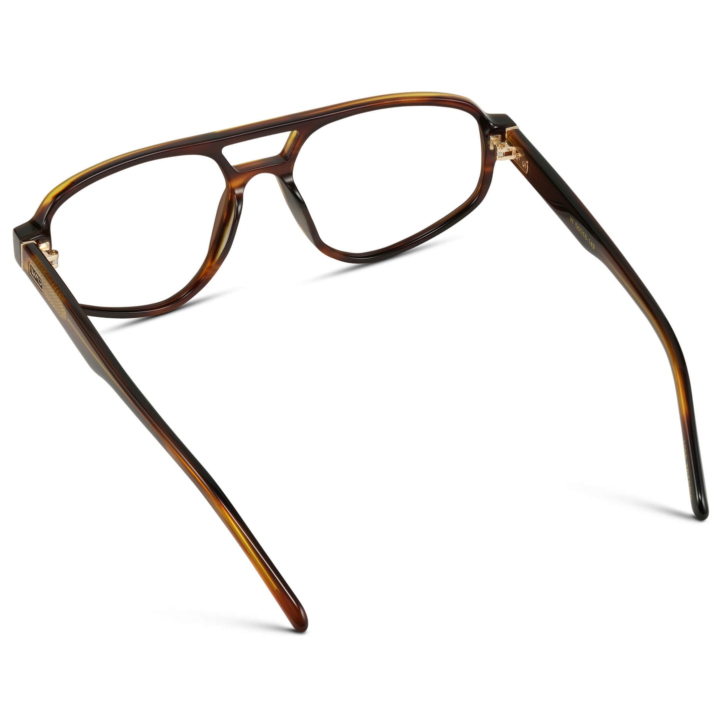 Golden Brown Grain || Aviator Frame Glasses with Clear Prescription Lenses back view.