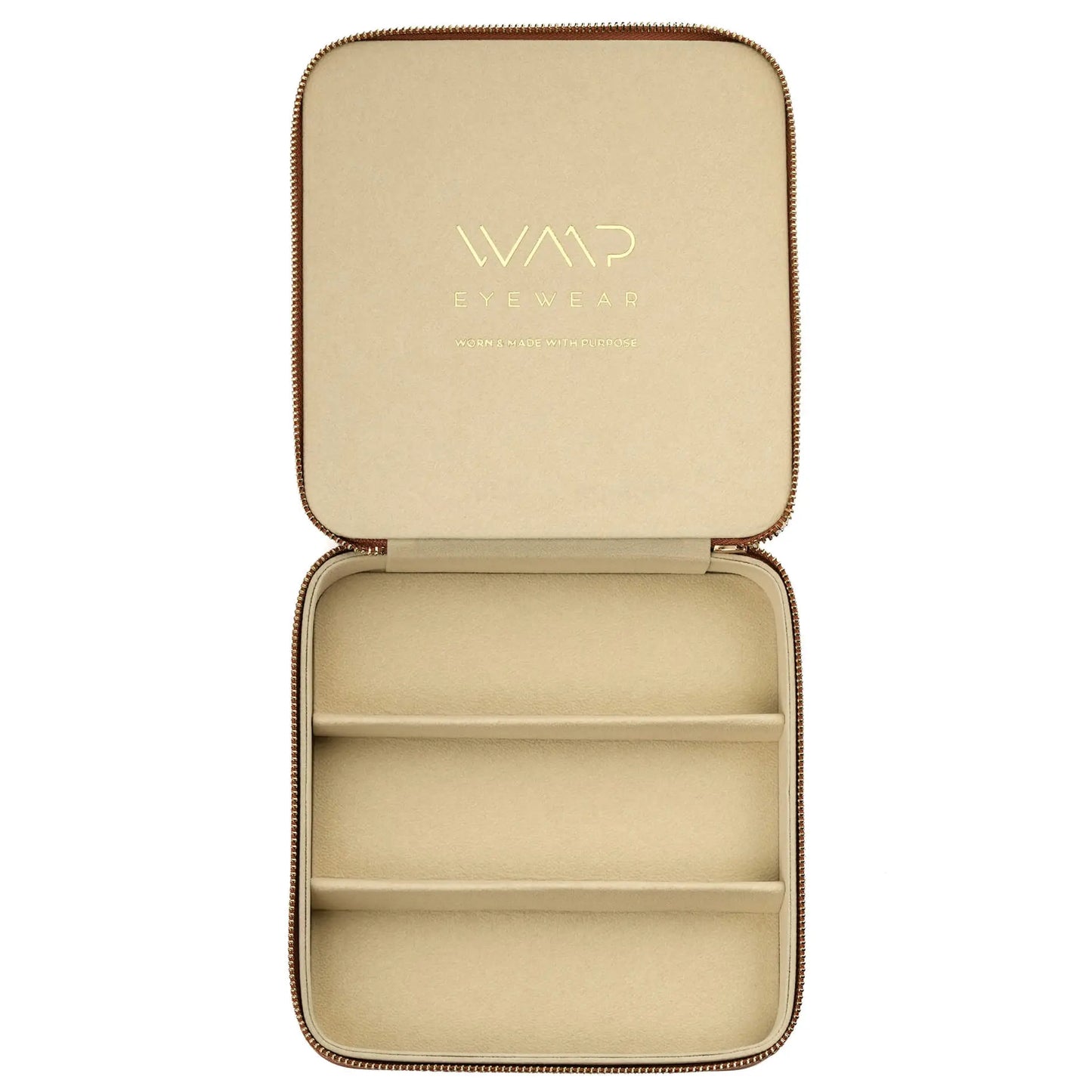 Brown || premium faux brown leather open case for storage of 3 pairs of sunglasses