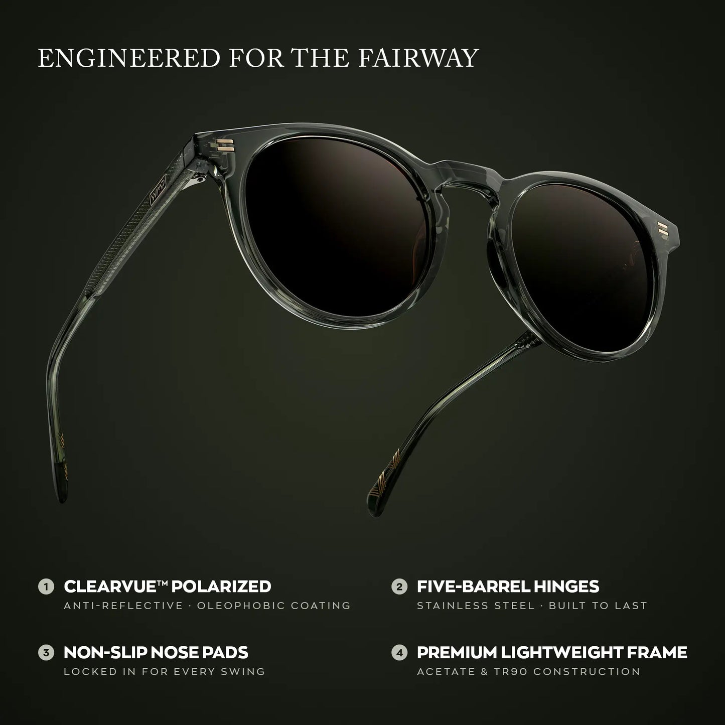 Agave Green / Brown Lens || Graphic of Men's Round Sports Performance Sunglasses with Polarized Oleophobic Lens