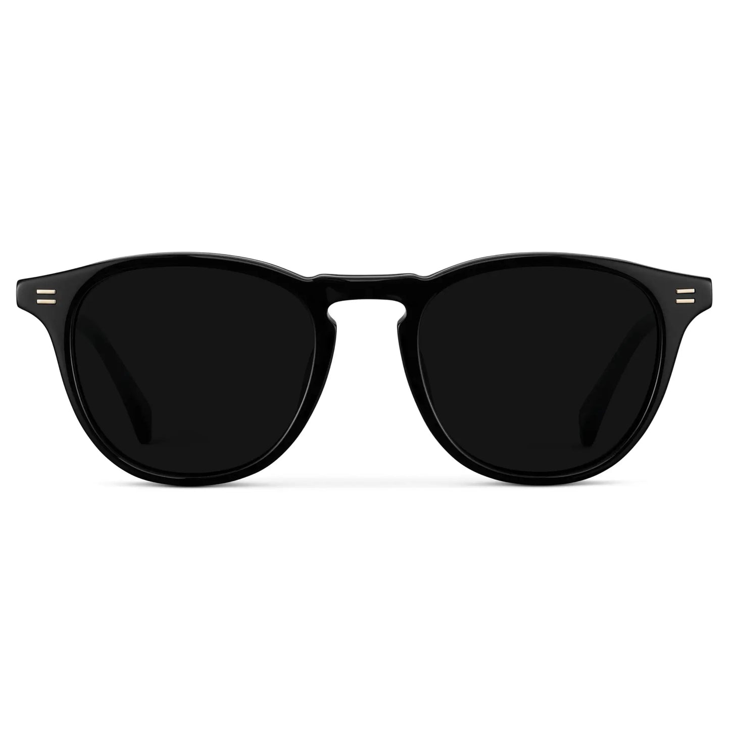 Black / Triple Black Lens || Men's Round Polarized Sunglasses with Black Frame and Black Lenses on a white background