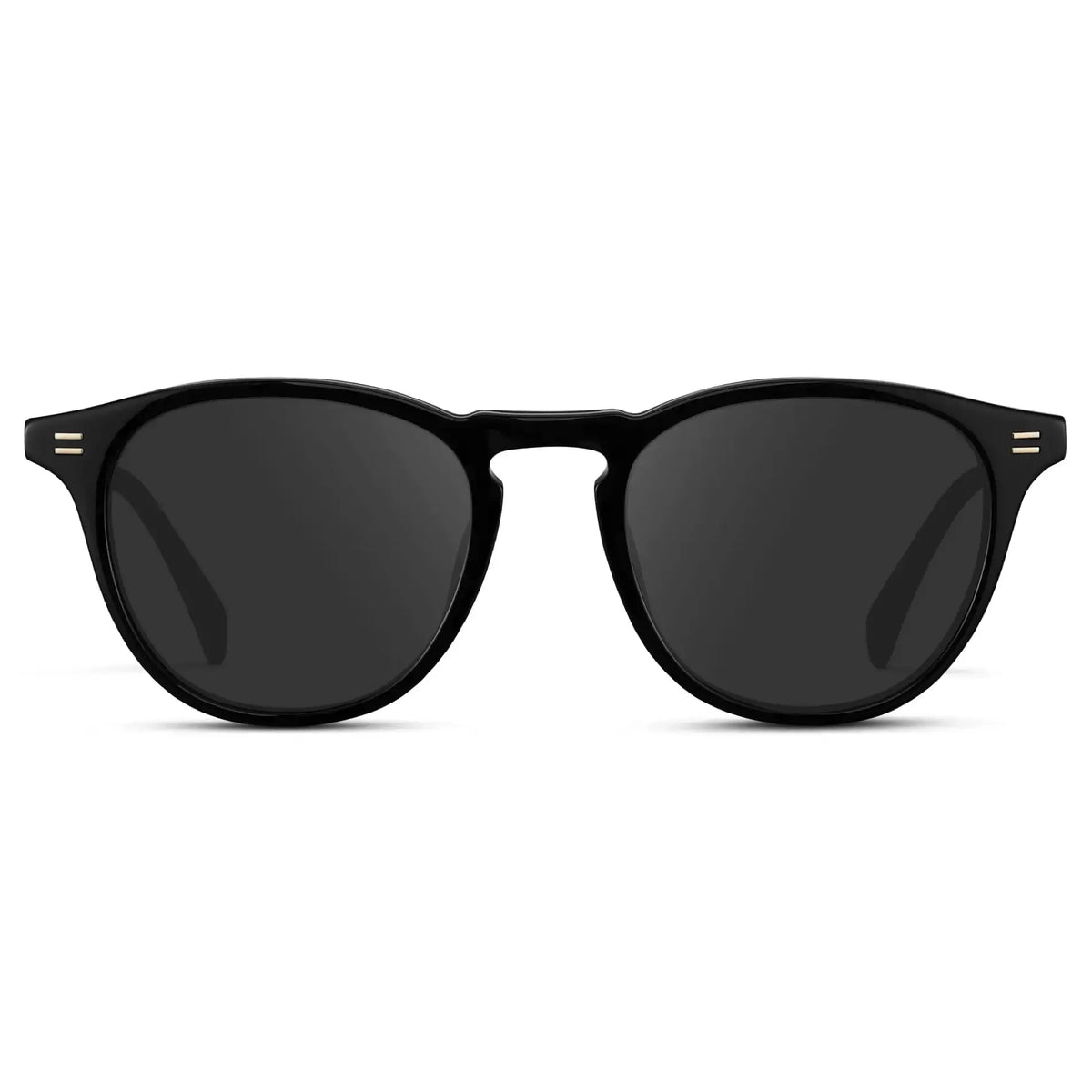 Black / Grey || Men's Round Prescription Sunglasses with Black Frame and Grey Lenses on a white background