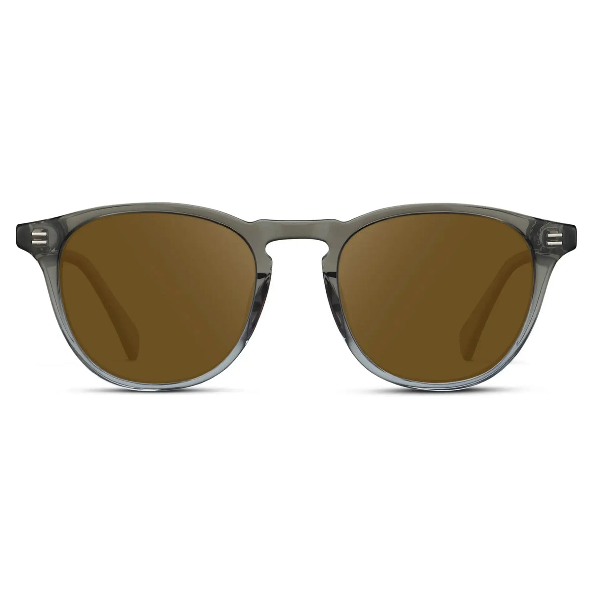 Charcoal Grey / Amber || Men's Round Prescription Sunglasses with Charcoal Grey Frame and Amber Lenses on a white background
