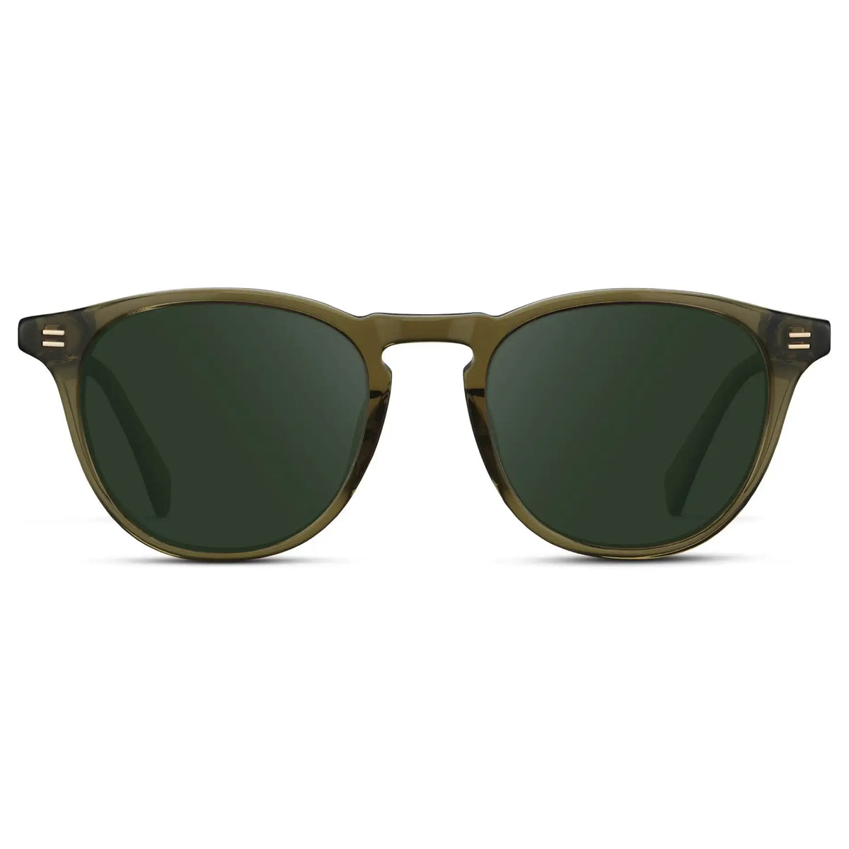 Khaki Green / G15 || Men's Round Prescription Sunglasses with Khaki Green Frame and Green Lenses on a white background