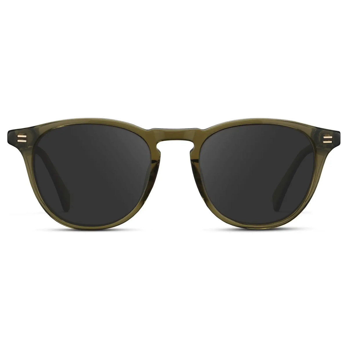 Khaki Green / Grey || Men's Round Prescription Sunglasses with Khaki Green Frame and Grey Lenses on a white background