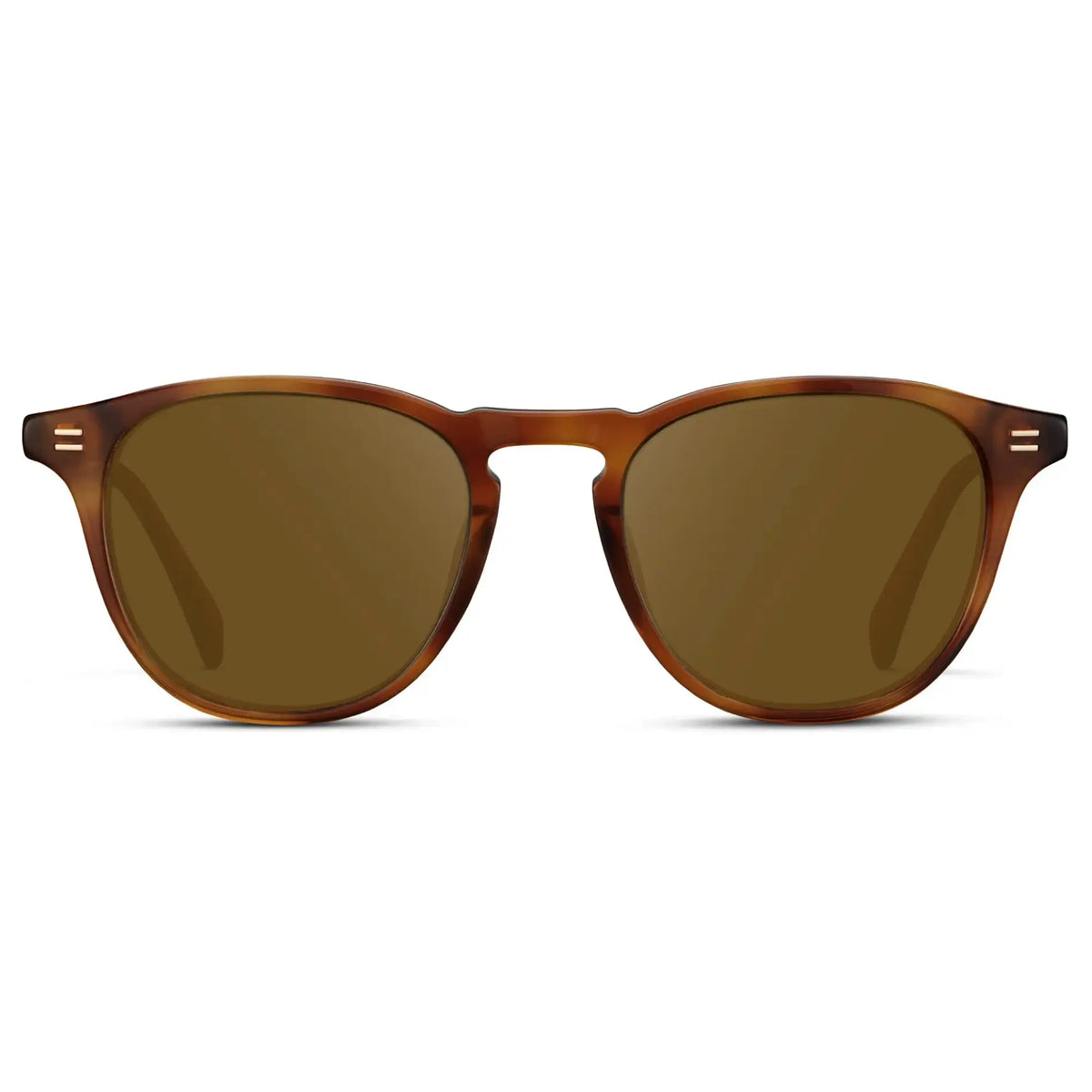Honey Tortoise / Amber || Men's Round Prescription Sunglasses with Honey Tortoise Frame and Amber Lenses on a white background