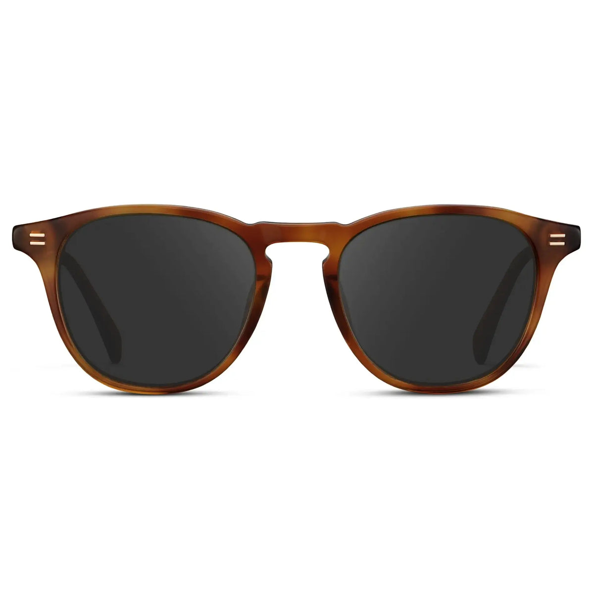 Honey Tortoise / Grey || Men's Round Prescription Sunglasses with Honey Tortoise Frame and Grey Lenses on a white background