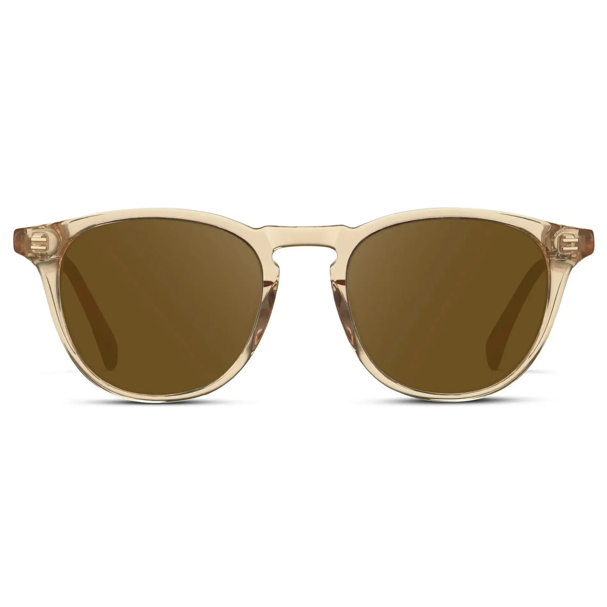 Sand Brown / Amber || Men's Round Prescription Sunglasses with Sand Brown Frame and Amber Lenses on a white background