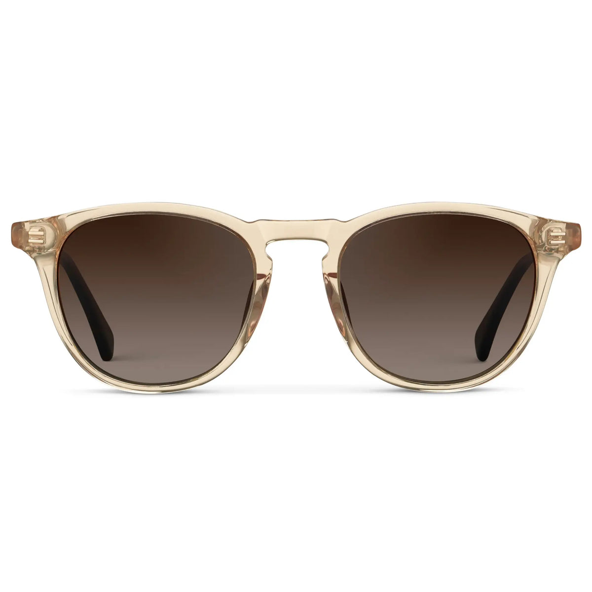 Sand Brown / Brown Gradient Lens || Men's Round Polarized Sunglasses with Sand Brown Frame and Brown Gradient Lenses on a white background