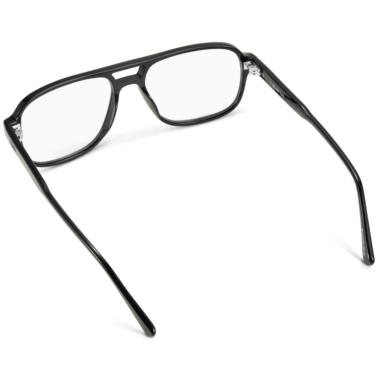 Black || Black Acetate frame with clear prescription lens