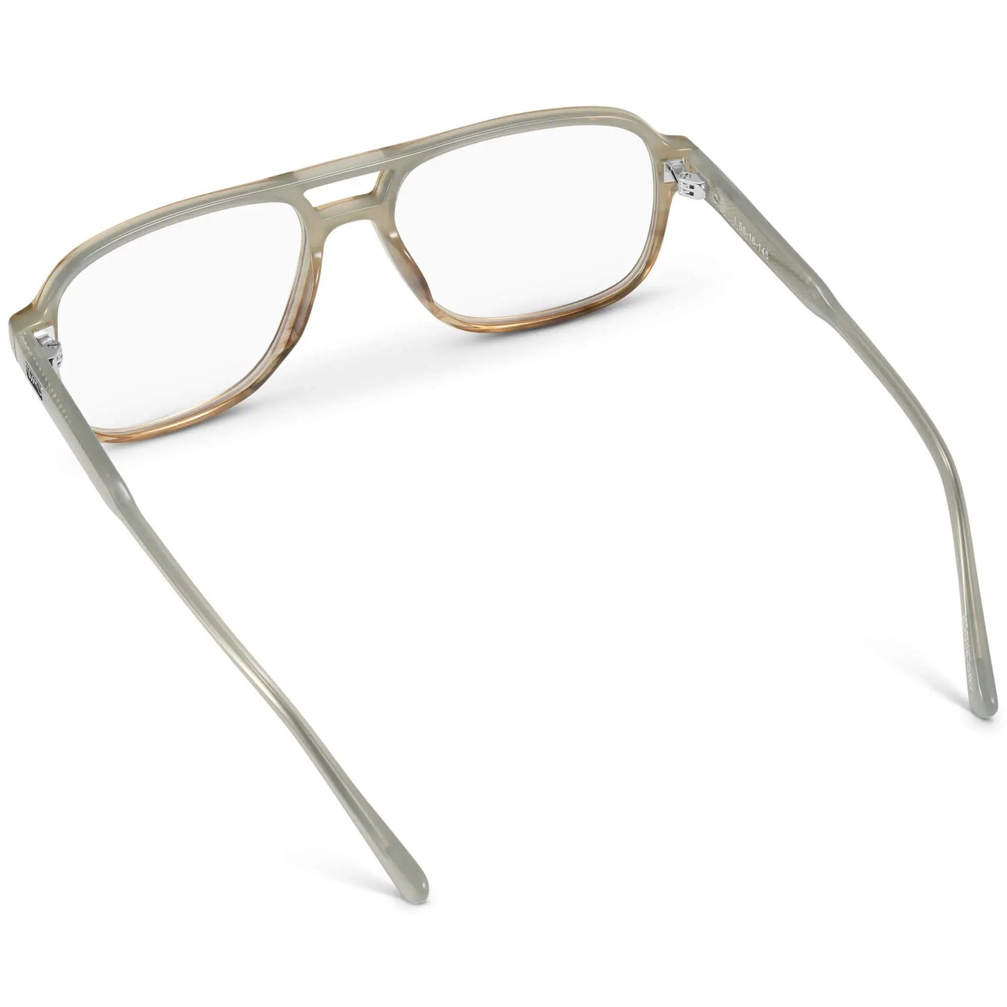 Grey Agate || Back view of Grey Acetate frame with Blue Light blocking clear lens on a white background