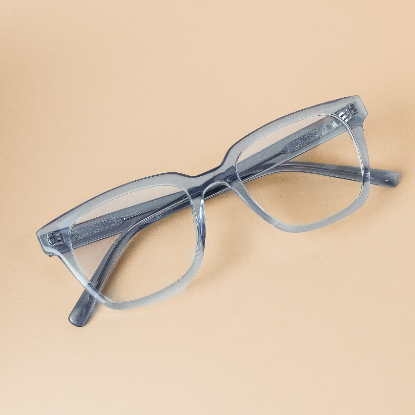 Denim Blue || Blue Square Frame Blue Light Blocking Glasses for Computer Use