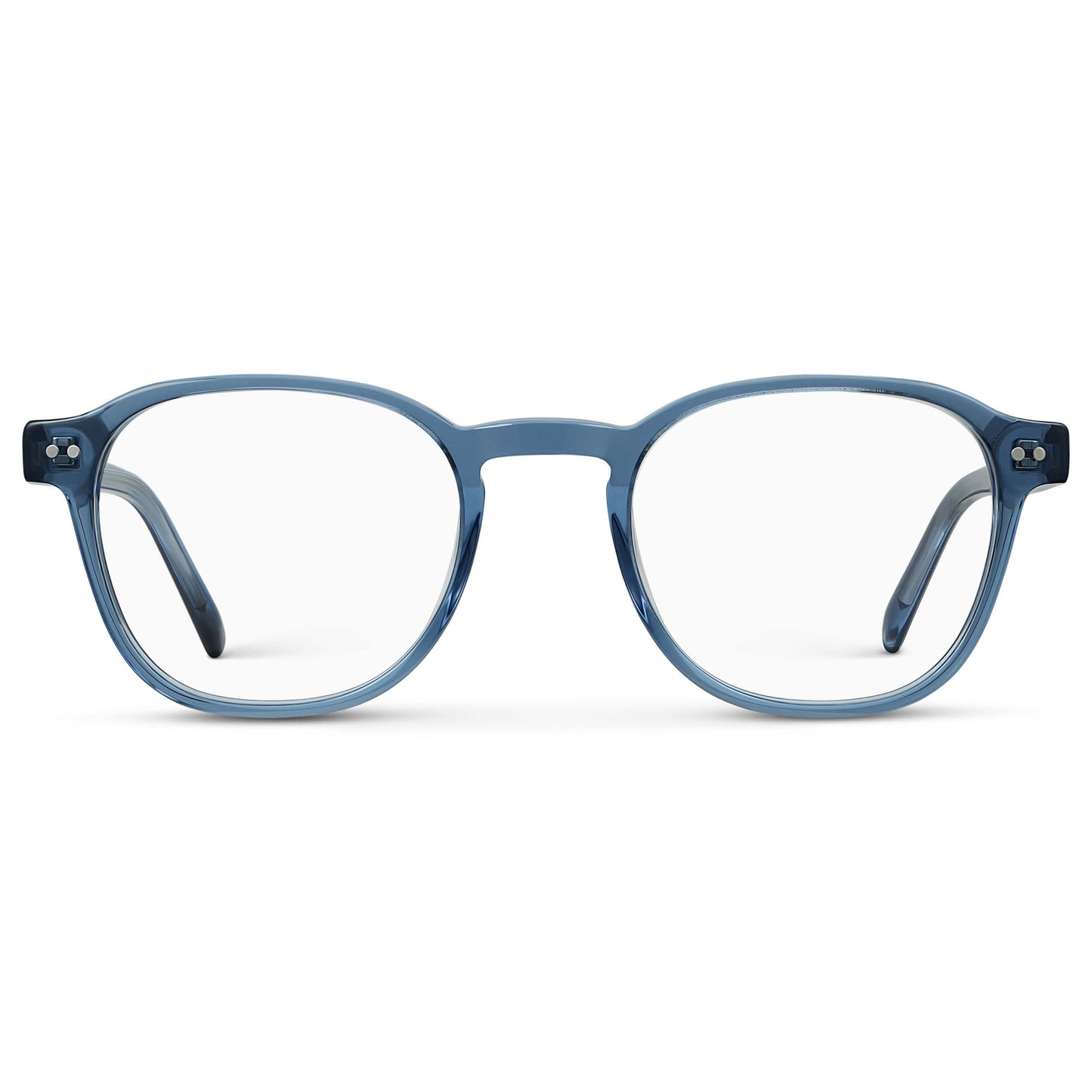 Pacific Blue || Men's Modern Geometric Square Blue Light Blocing Glasses with Pacific Blue Acetate Frame and Clear Lens