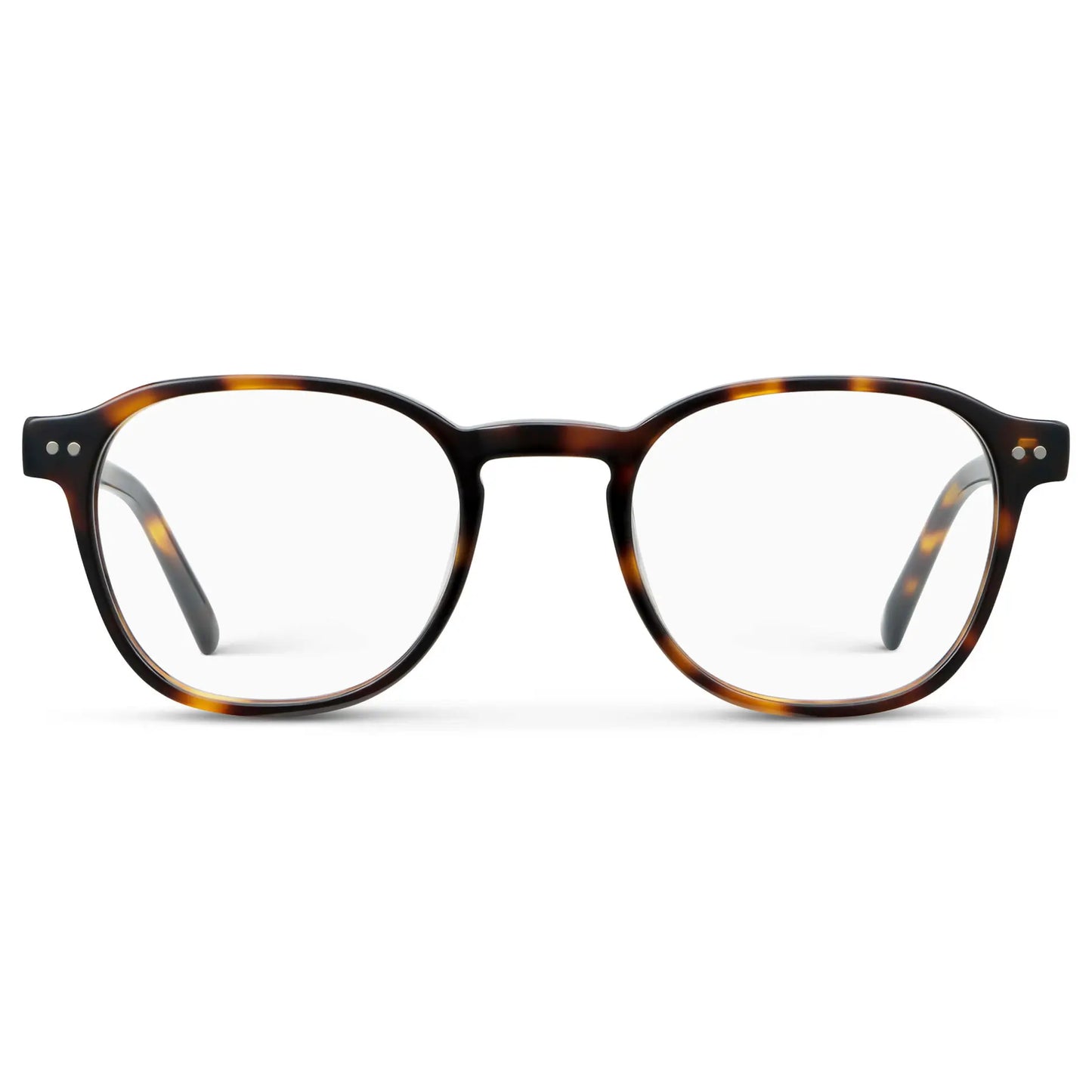 Whiskey Tortoise || Men's Modern Geometric Square Eyeglasses with Whiskey Tortoise Acetate Frame and Clear Prescriptions Lens on a white background