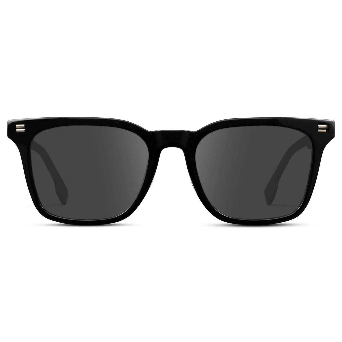 Black / Grey || Men's Classic Rectangular Golf and Sport Prescription Sunglasses with Black Acetate Frame and Grey Prescription Lens on a white background
