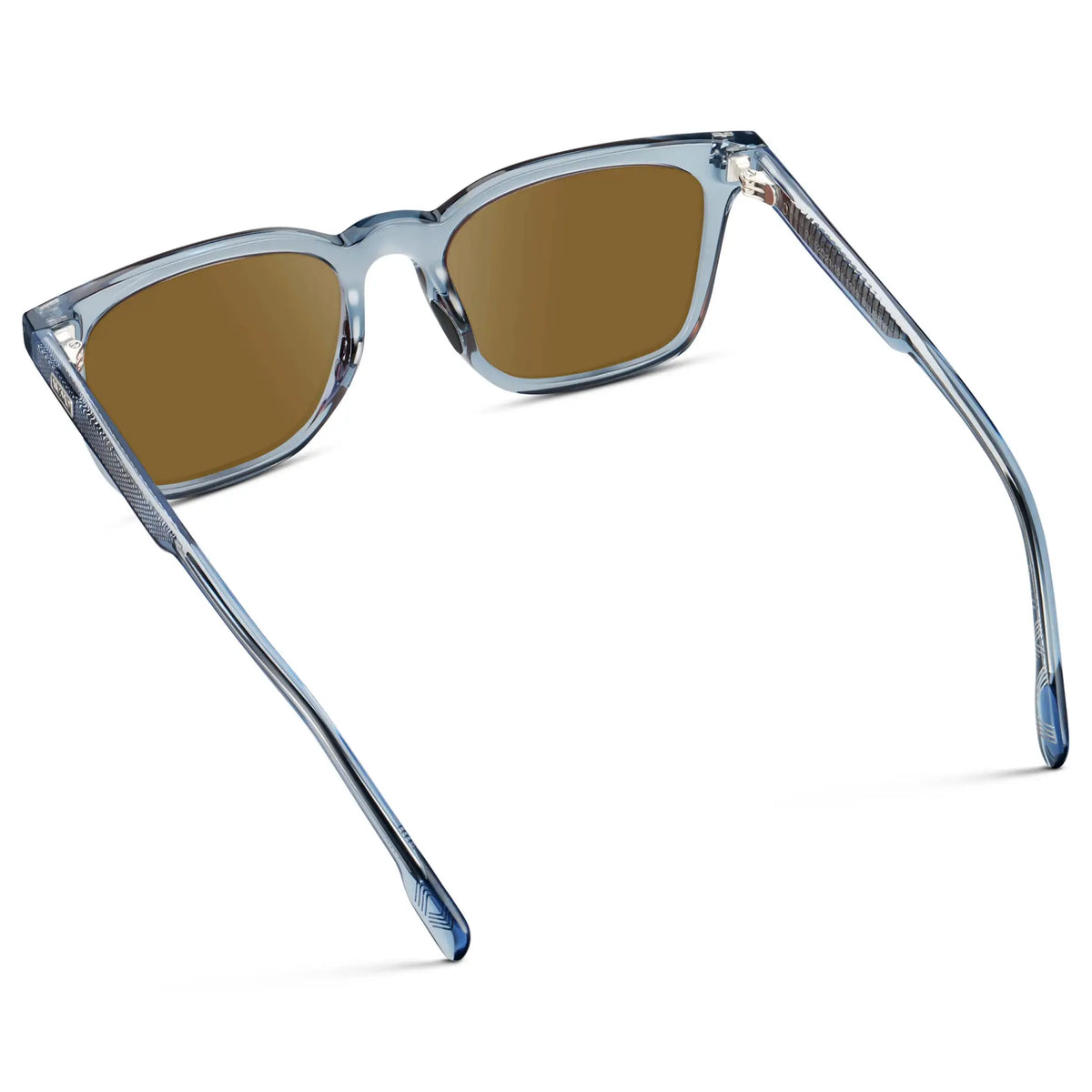 Denim Blue / Amber || Men's Classic Rectangular Golf and Sport Prescription Sunglasses with Blue Acetate Frame and Amber Prescription Lens