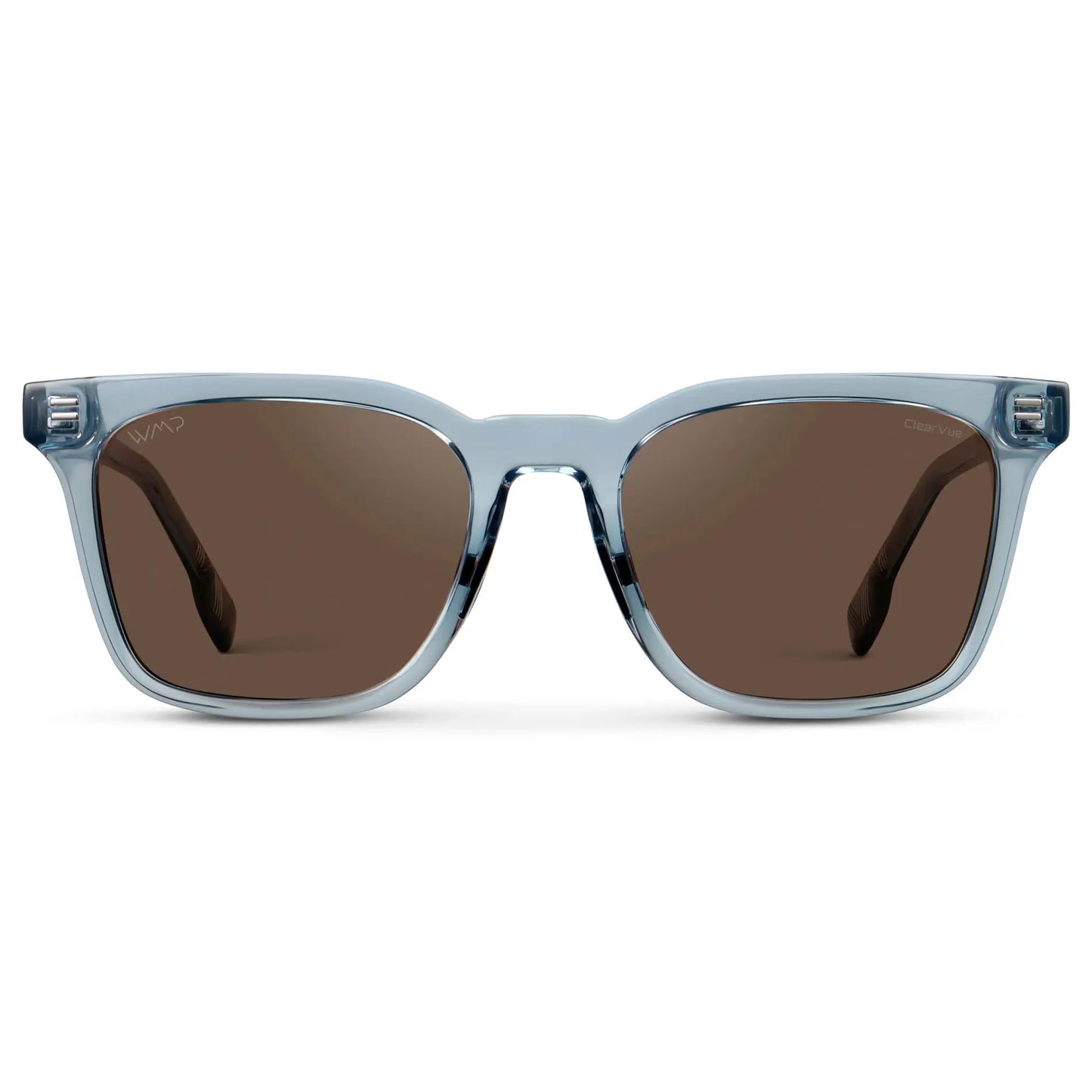 Denim Blue / Brown Lens || Men's Classic Rectangular Golf and Sport Sunglasses with Denim Blue Acetate Frame and Brown Polarized Oleophobic Lens