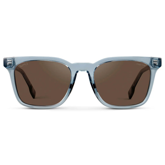 Denim Blue / Brown Lens || Men's Classic Rectangular Golf and Sport Sunglasses with Denim Blue Acetate Frame and Brown Polarized Oleophobic Lens